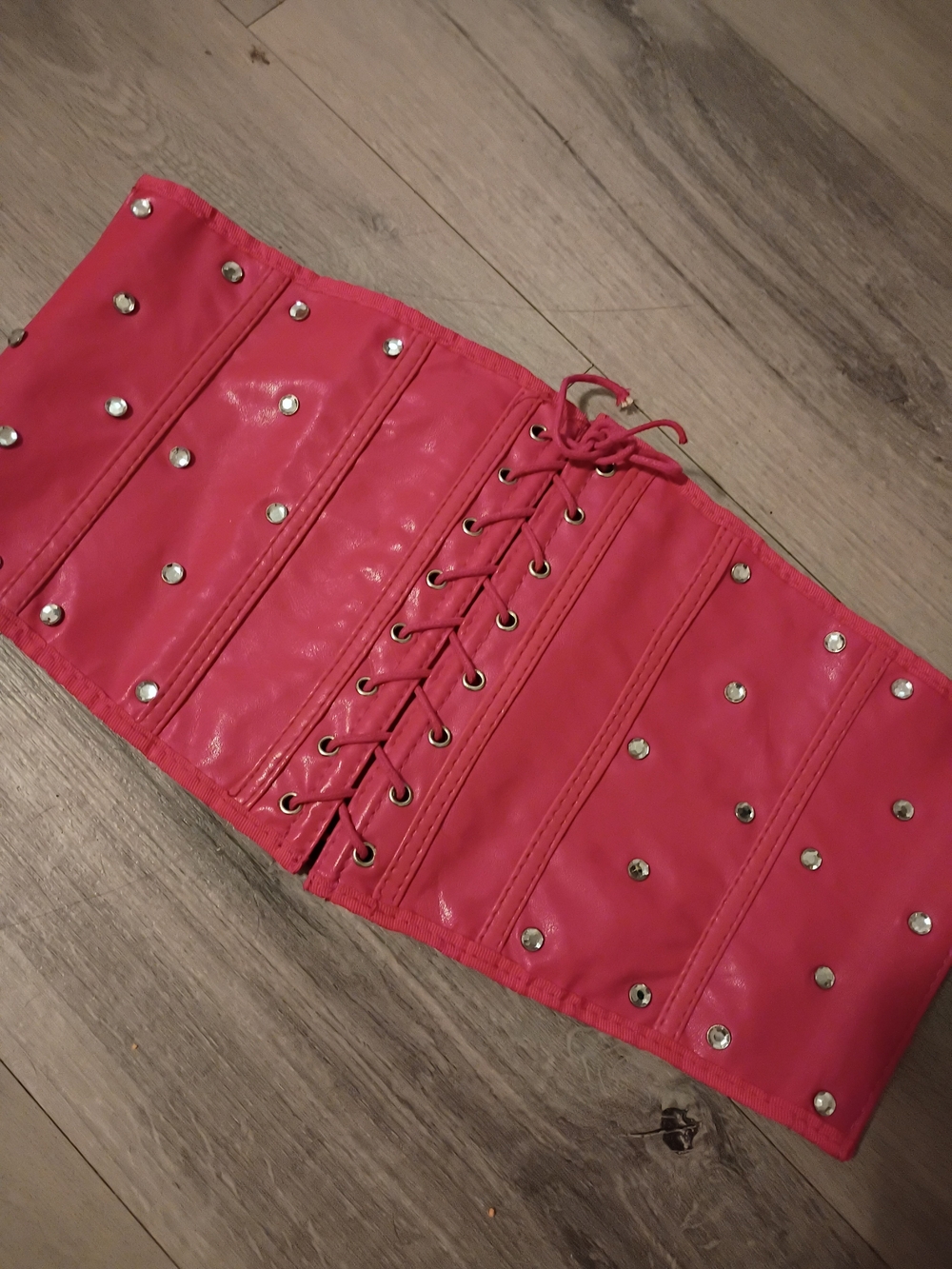 Fuchsia Lace-Up Studded Cincher Waist Belt